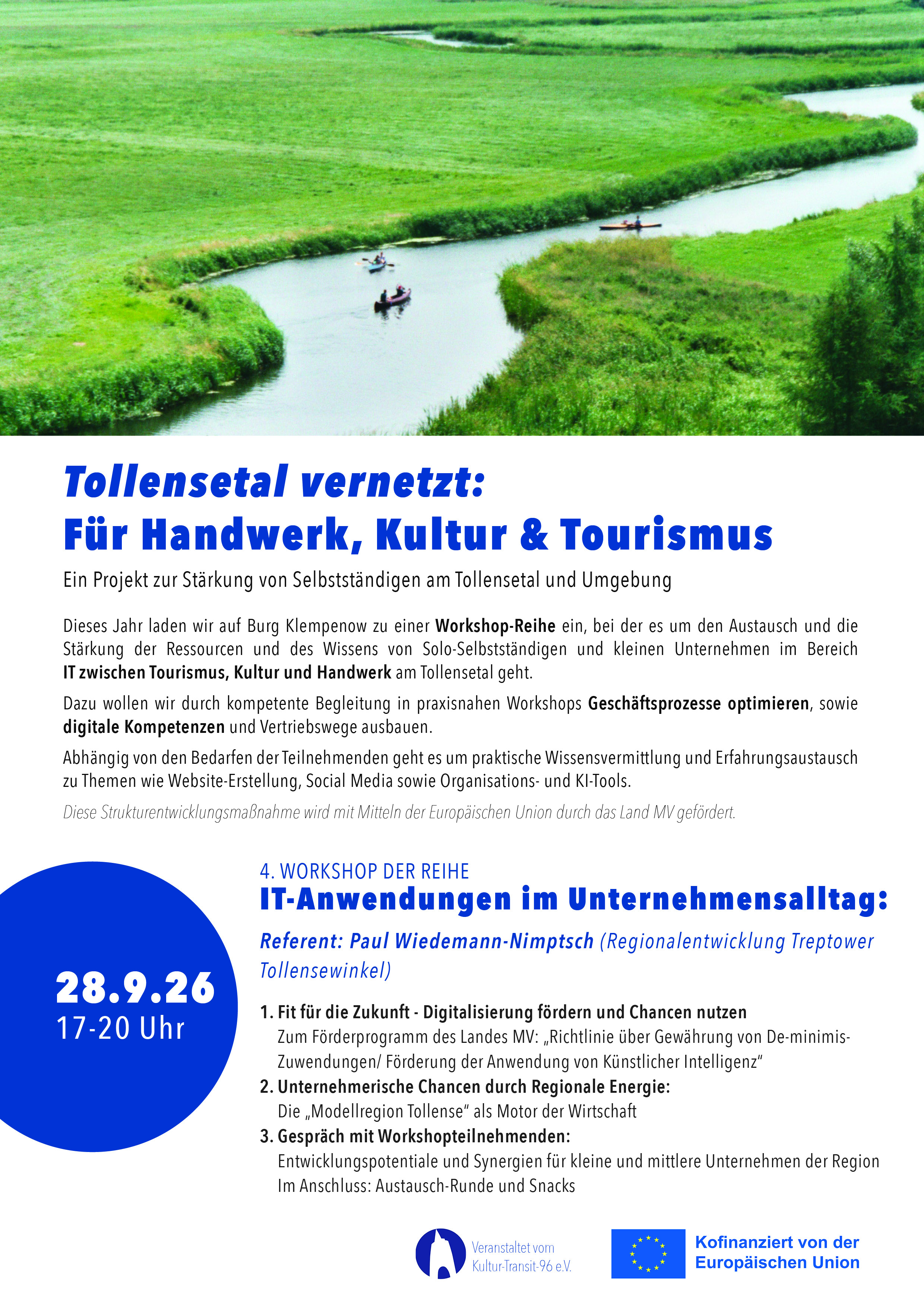 Tollensetal vernetzt: Für Handwerk, Kultur & Tourismus